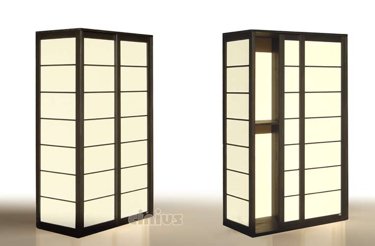 Wardrobe Shoji finger joint beech wood asiatic style