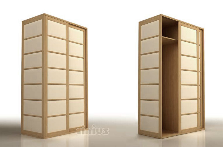 Armoire Shoji en hêtre massif lamellé avec portes coulissantes japonaises Shoji sans mécanismes