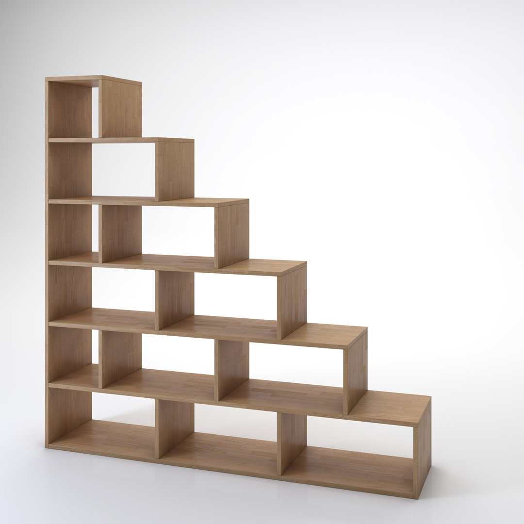 Escalier en bois massif Cinius. Modèle avec six marches