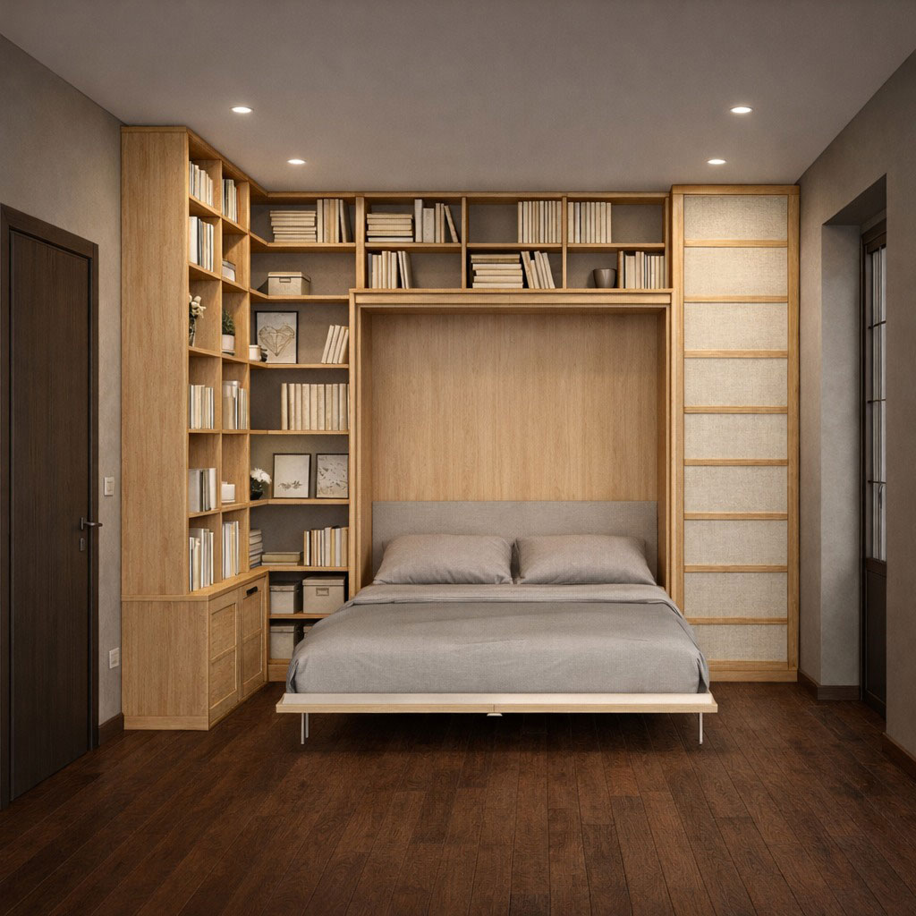 Letto a scomparsa, Pannelli di chiusura standard in Stile Giapponese: aperto
