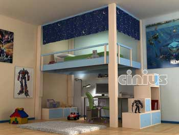 Letto a soppalco Rising per cameretta di bambini