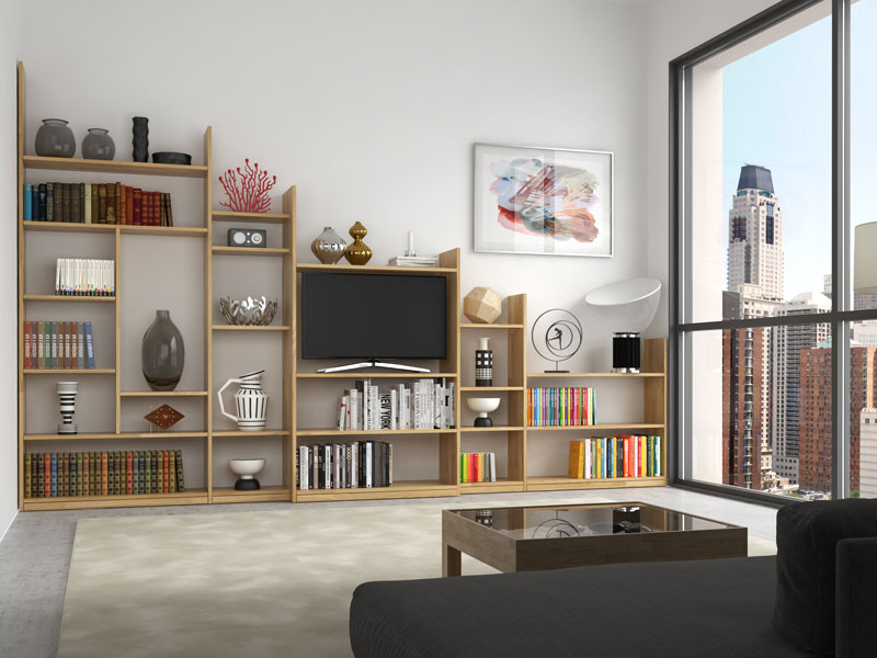 Cinius LIBRERIE ante scorrevoli,  mensole ad altezza variabile, libreria componibile o a scala, modulari ad uso armadietto con kit di montaggio, ripiani